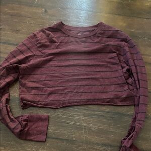Mossimo Supply Co. Burgundy Striped Crop Top